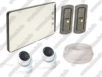 Комплект видеодомофона с двумя вызывными панелями и двумя камерами Eplutus EP-2232